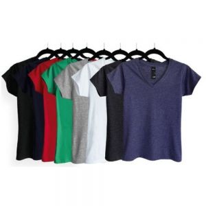 PLAYERA CUELLO V DAMA COLORES  50/50 ALGODÓN/POLIESTER S-M-L-XL